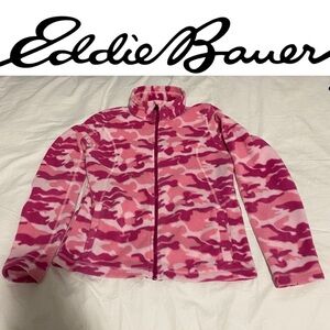 6/$20 Eddie Bauer Pink Camo Fleece Zipper Jacket  2 Front pockets Girls Size XL